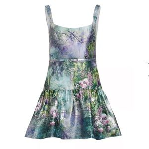 Monique Lhuillier Printed Tiered Mini Dress